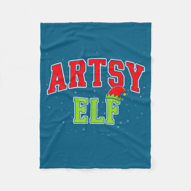 Artsy Elf Christmas Family Matching Group Xmas Act Fleece Blanket (Front)