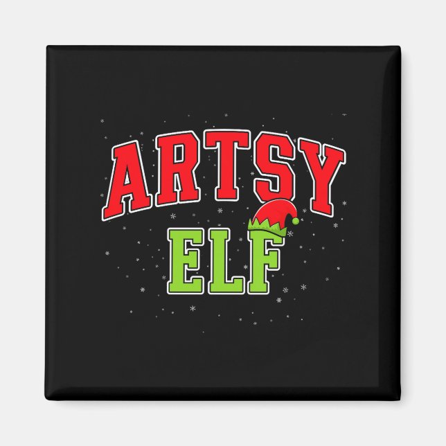 Artsy Elf Christmas Family Matching Group Xmas Act Magnet (Front)