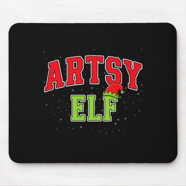Artsy Elf Christmas Family Matching Group Xmas Act Mouse Mat (Front)