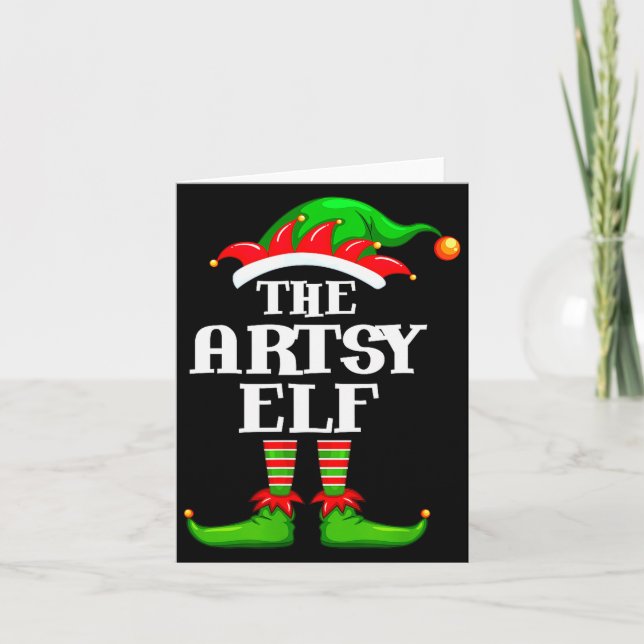 Artsy Elf Matching Family Group Christmas Party Py Card (Front)