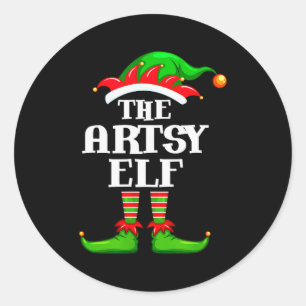 Artsy Elf Matching Family Group Christmas Party Py Classic Round Sticker