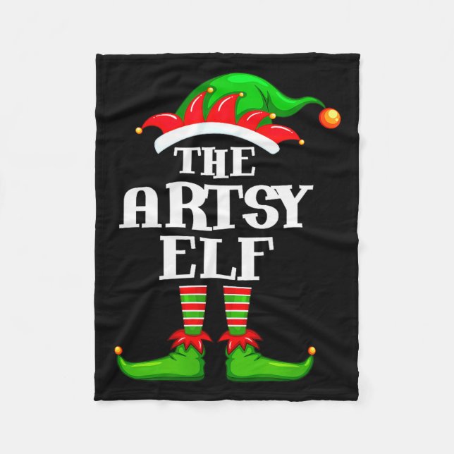 Artsy Elf Matching Family Group Christmas Party Py Fleece Blanket (Front)