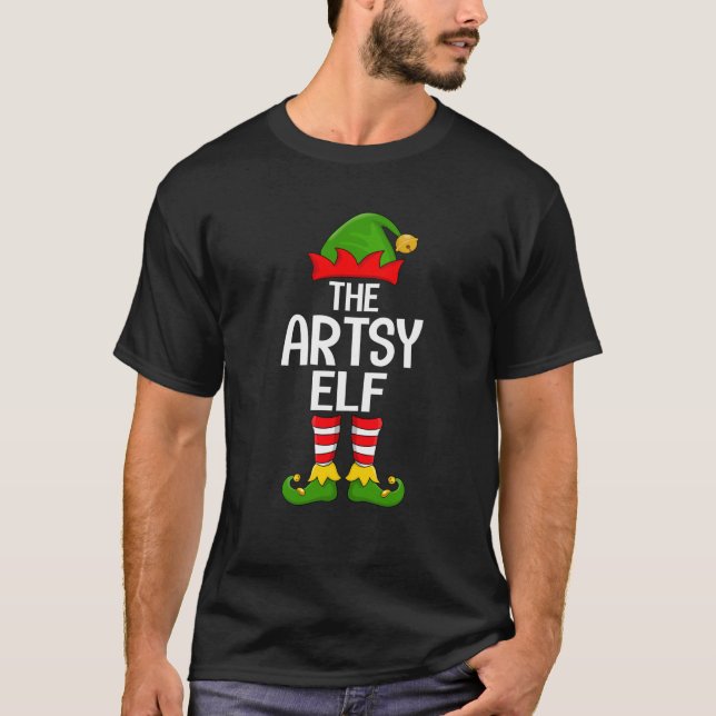 Artsy Elf Xmas Matching Family Elf Squad Christmas T-Shirt (Front)