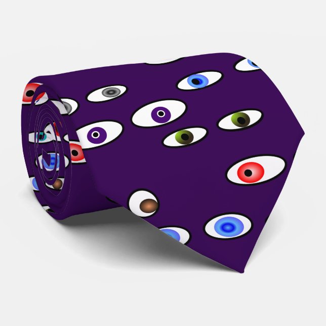 Artsy Eye Balls Optometrist Purple Tie (Rolled)