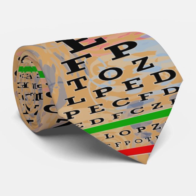 Artsy Eye Chart Optometrist Gold Tie (Rolled)