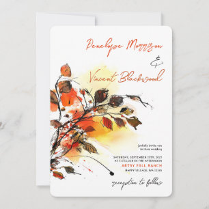 Artsy Fall Leaves Invitation