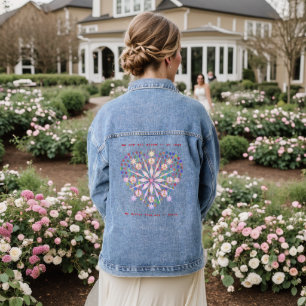 Artsy Fashion Pink Blue Peace Heart Denim Jacket