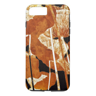 Artsy Floral Design Gold Poppies on Black iPhone 8 Plus/7 Plus Case