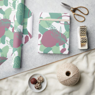 Artsy Flower Abstract   Grape Purple Peach Pink Wrapping Paper