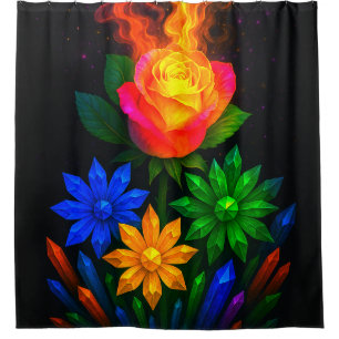 Artsy Flower Design Shower Curtain
