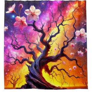 Artsy Flower Tree Shower Curtain