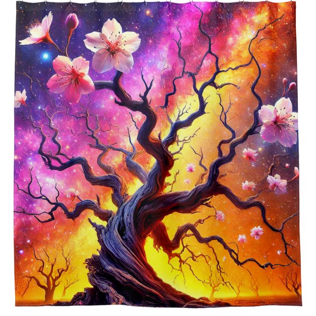 Artsy Flower Tree Shower Curtain (Front)