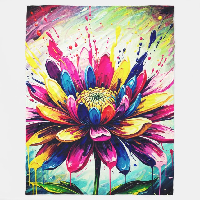 Artsy Flowers Fleece Blanket (Front)