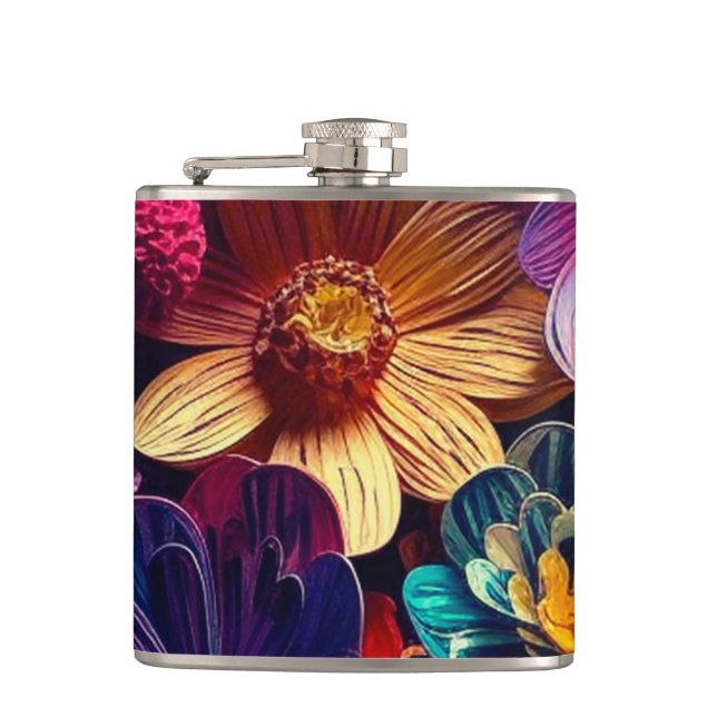 Artsy Flowers Hip Flask (Front)