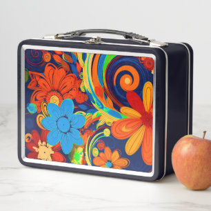Artsy Flowers Metal Lunch Box