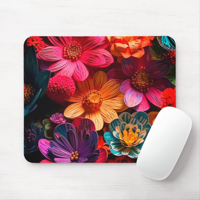 Artsy Flowers Mouse Mat (With Mouse)