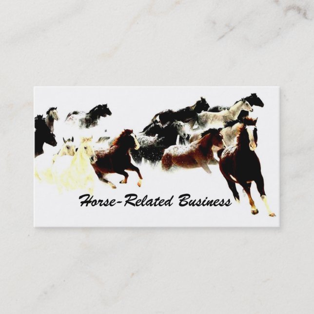 Artsy Frisky Running Horses/Horse Equine Business Business Card (Front)