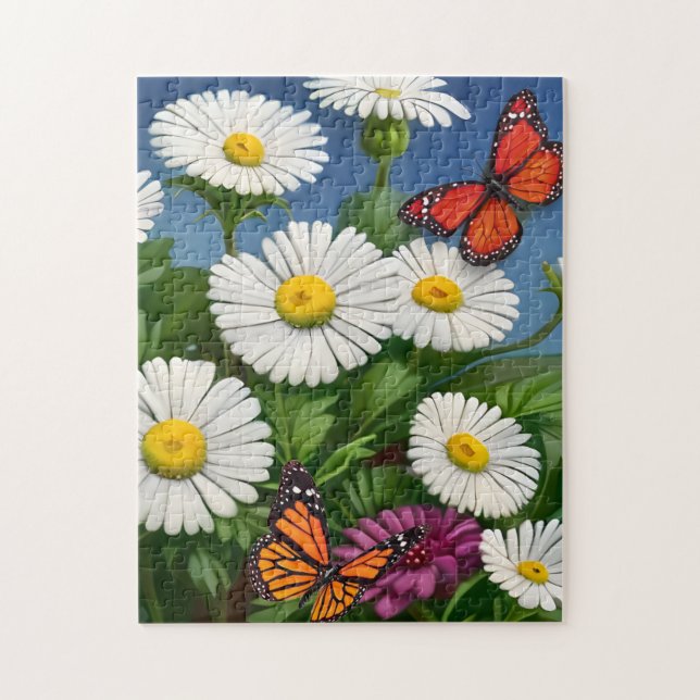 Artsy Fun Daisies And Butterflies Jigsaw Puzzle (Vertical)