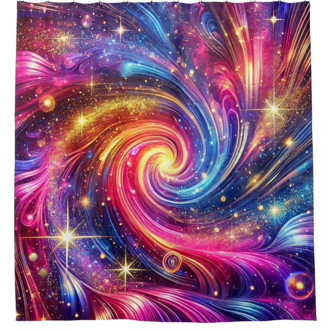 Artsy Galaxy Design Shower Curtain (Front)