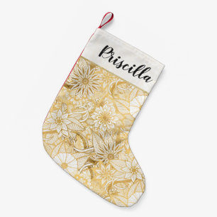 Artsy Girly Chic Hand Drawn Floral Illustrations Small Christmas Stocking