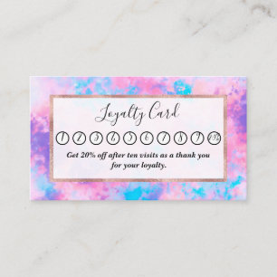 Artsy Girly Pink Blue Abstract Paint Splatter Art Loyalty Card