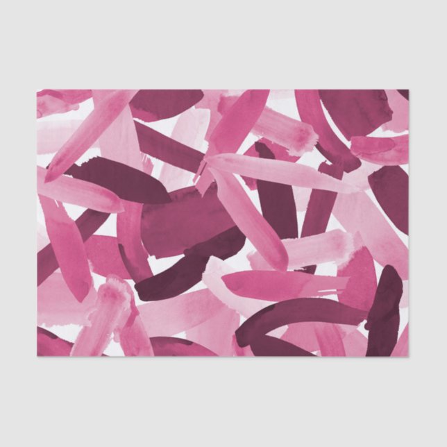 Artsy Girly Pink Burgundy Brushstroke Collage Tissue Paper (Front)