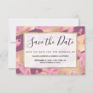 Artsy Girly Pink Gold Purple Ballerina Dress Shoes Save The Date