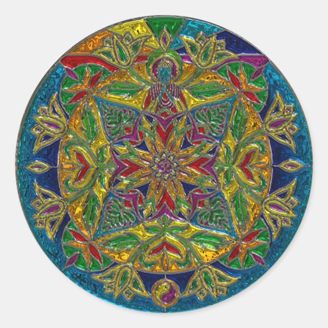 Artsy Glassy Colourful Mandala Sticker (Front)