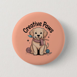 Artsy Golden Retriever Hobbyist Dog Artist Vibes 6 Cm Round Badge