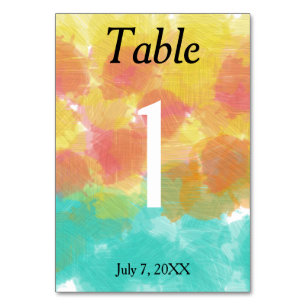 Artsy Gouache Watercolor Wedding Table Number