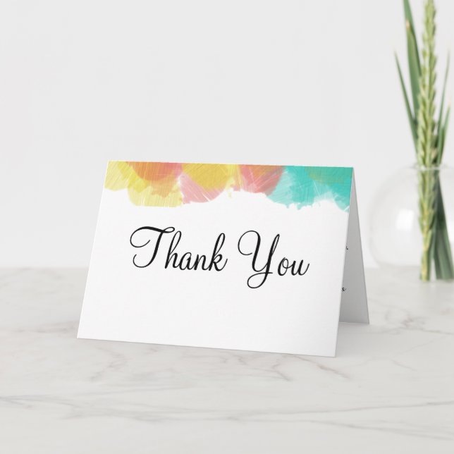 Artsy Gouache Watercolor Wedding Thank You Card (Front)