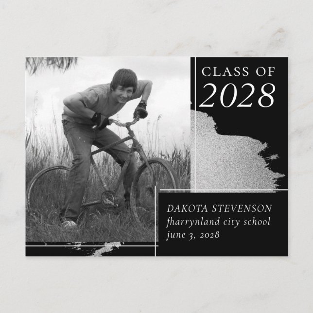 Artsy Graduation | Unique Abstract Splash Photo Announcement Postcard (Front)