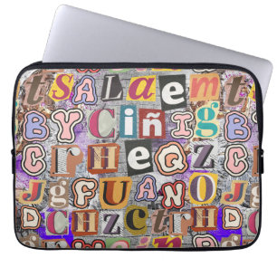 Artsy Graffiti Fun and unique art Grey background Laptop Sleeve