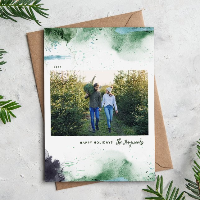 Artsy Happy Holidays Photo Holiday Card (Creator Uploaded)
