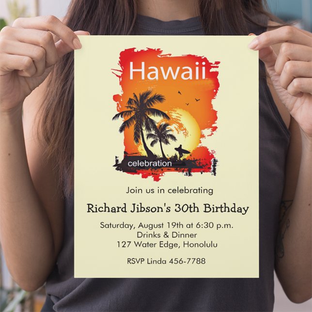 Artsy Hawaii Beach Sunset Party Invitation (Creator Uploaded)