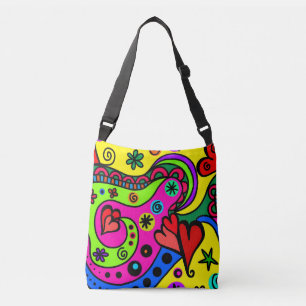 Artsy Heart Design Crossbody Bag
