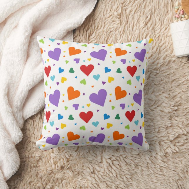Artsy Hearts Throw Pillow (Blanket)
