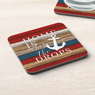 Artsy Home is Where the Anchor Drops Word Art Coaster