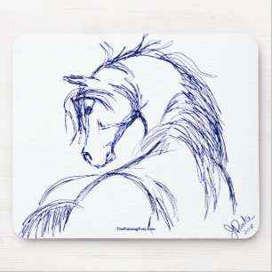 Artsy Horse Head Sketch Mouse Mat