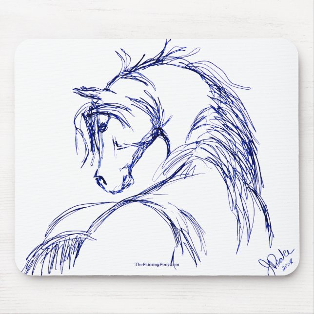 Artsy Horse Head Sketch Mouse Mat (Front)