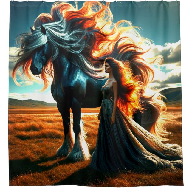 Artsy Horse Shower Curtain (Front)