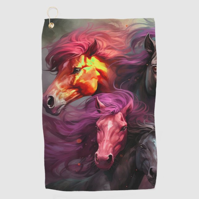 Artsy Horses Golf Towel (Front)