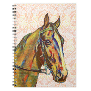 Artsy Illustrated Horse on Vintage Pattern Journal