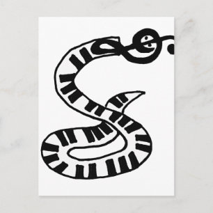 Artsy Keyboard and Treble Clef Snake Art Postcard