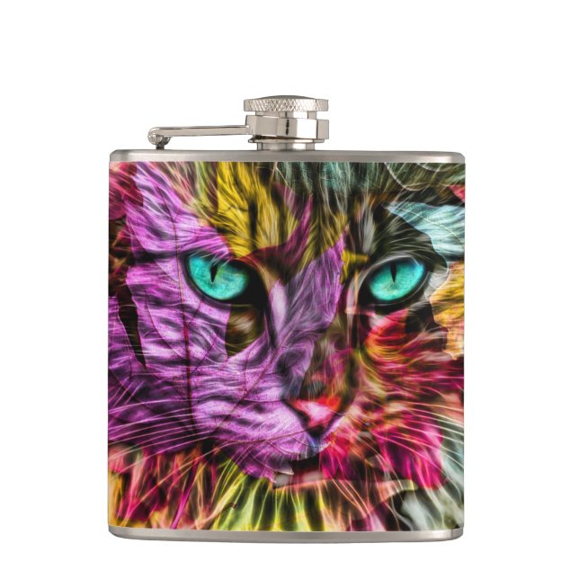 Artsy Kitty Cat  Hip Flask (Front)