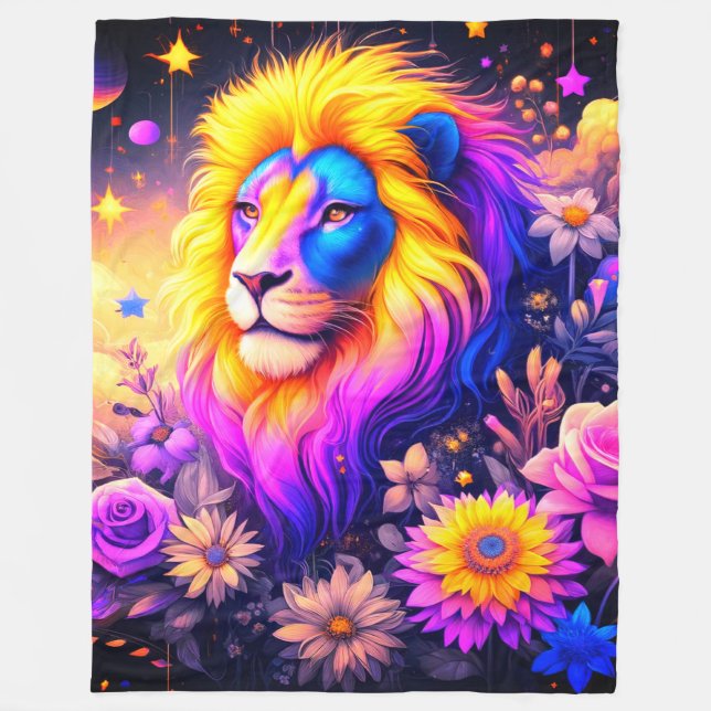 Artsy Lion Fleece Blanket (Front)