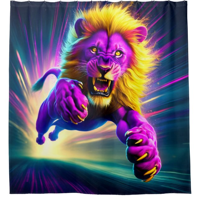Artsy Lion Shower Curtain (Front)