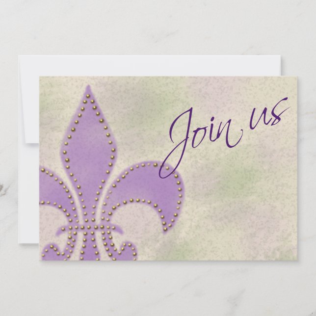 Artsy Mardi Gras Wedding Event New Orleans Invite (Front)