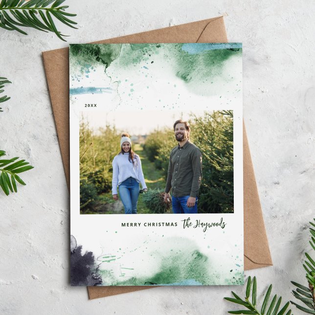 Artsy Merry Christmas Photo Holiday Card (Creator Uploaded)