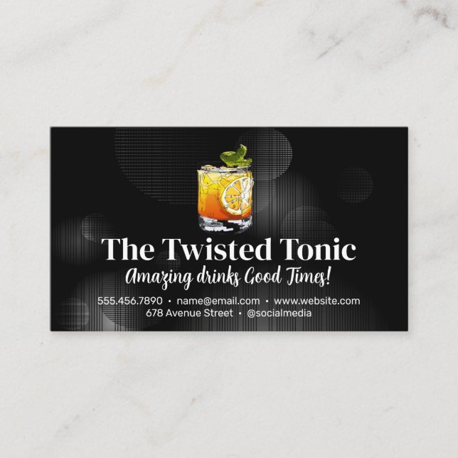Artsy Mixed Cocktail Drinks Business Card (Front)
